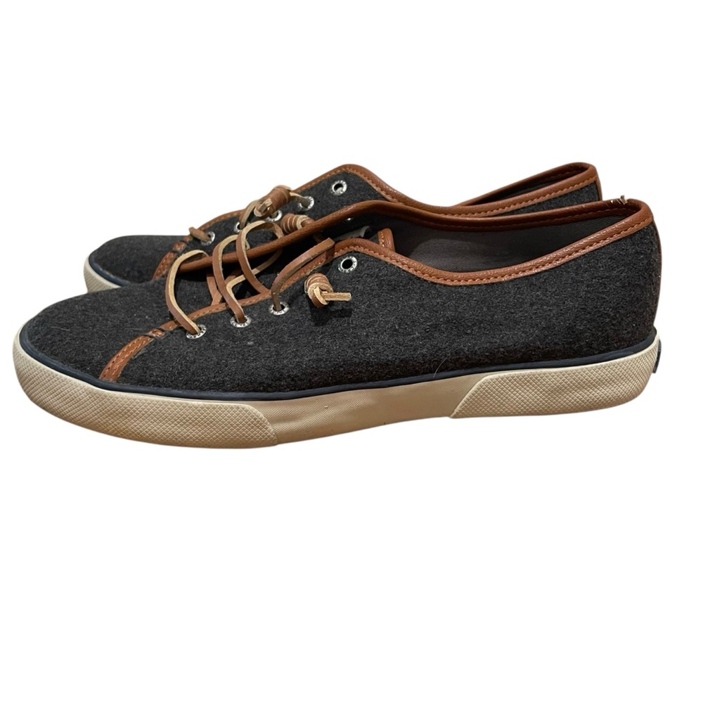 Sperry Women’s Wool Felt Sneakers Charcoal Brown Trim Size 10M - Picture 5 of 8